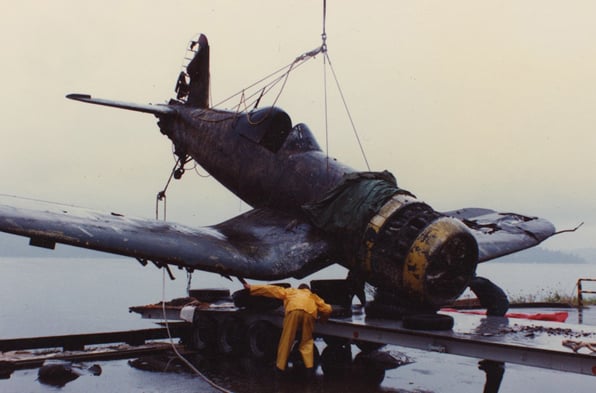 Goodyear FG-1D Corsair Being Salvaged